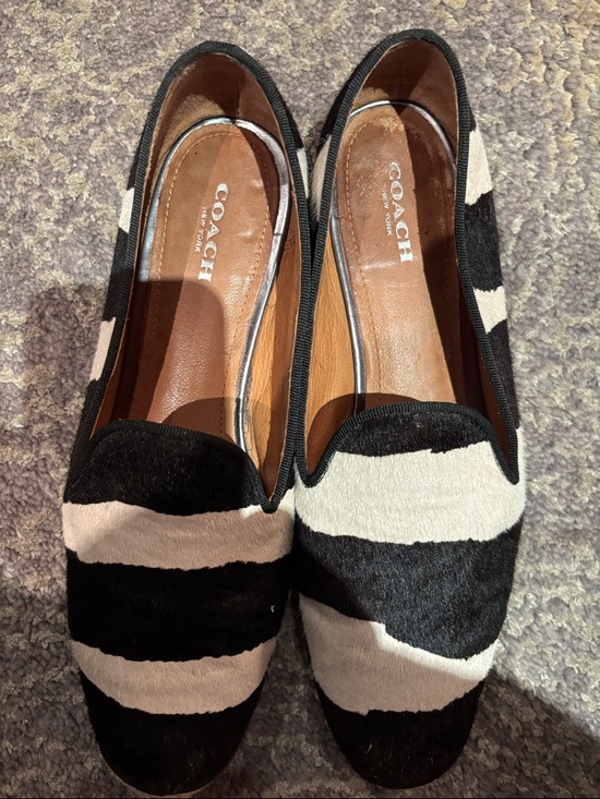 Coach Shoes - COACH Black and Cream Striped Women's Loafers